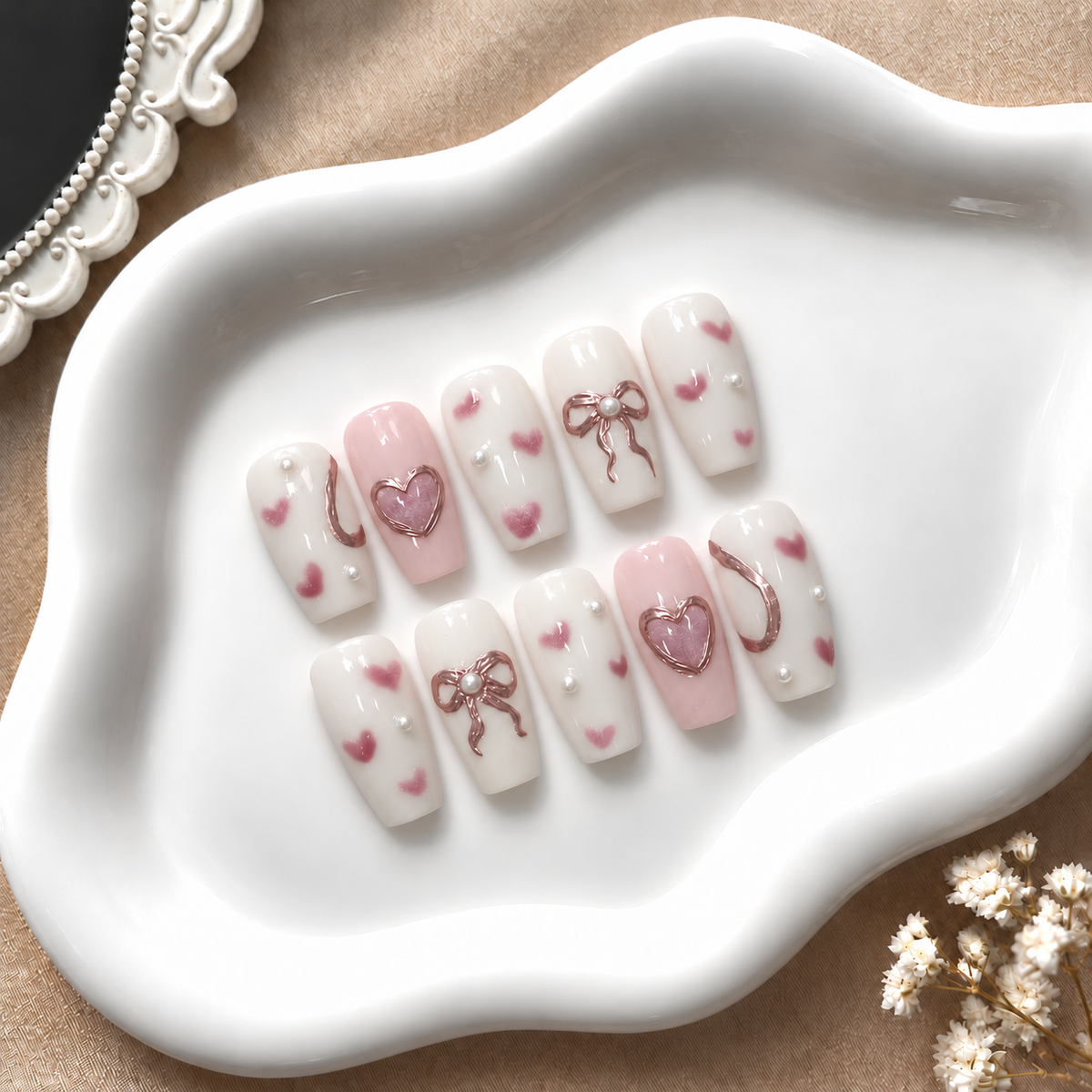 Love Notes - Cateye & Chrome Press-On Nails.