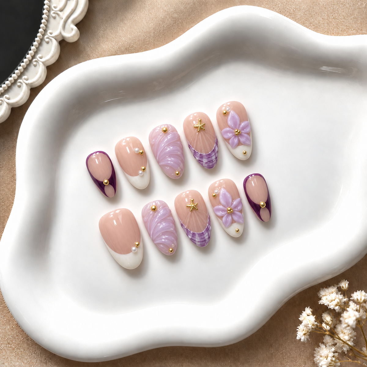 Amethyst Coast - 3D Press-On Nails.