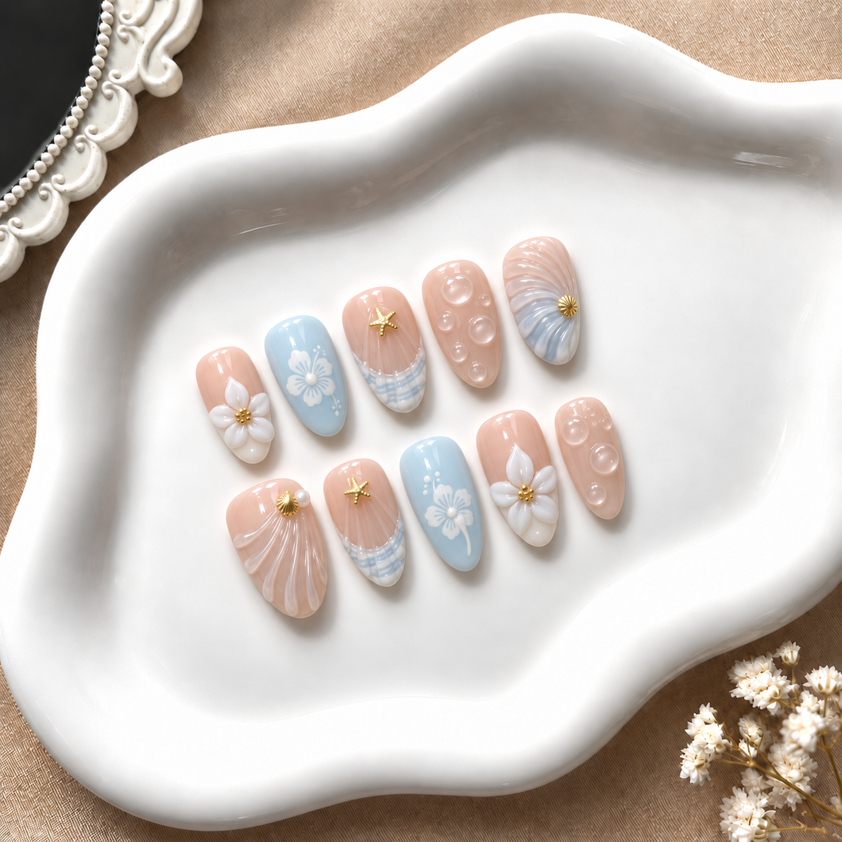 Beachside - 3D Press-On Nails.