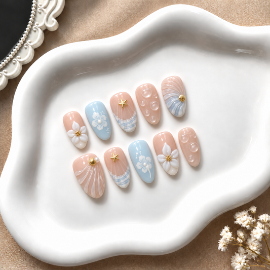 Beachside - 3D Press-On Nails.