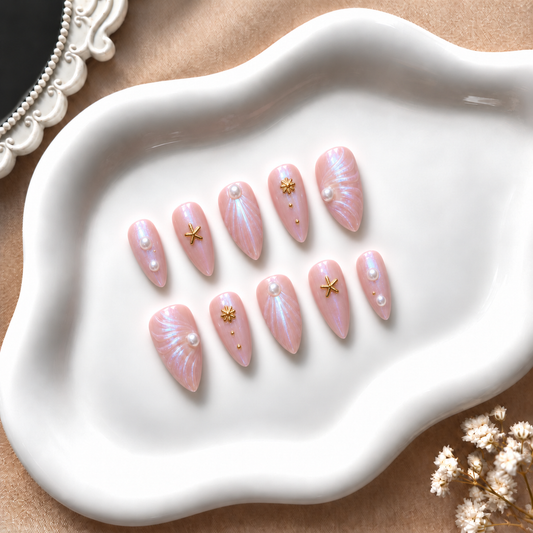 Pearl Princess - 3D Chrome Press-On Nails.